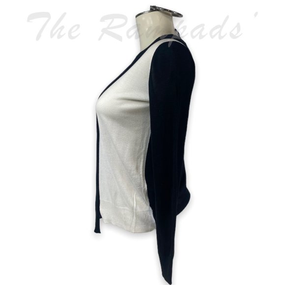 Zara Knit Black and White Draped Layer Long-sleeve Shirt Size Small - Picture 5 of 8